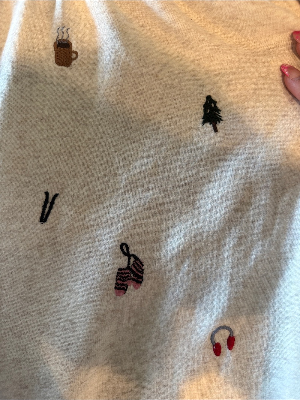 Maurices Cream Cozy Pajama Joggers with Tiny Multicolor Holiday Motifs - Picture 2 of 4